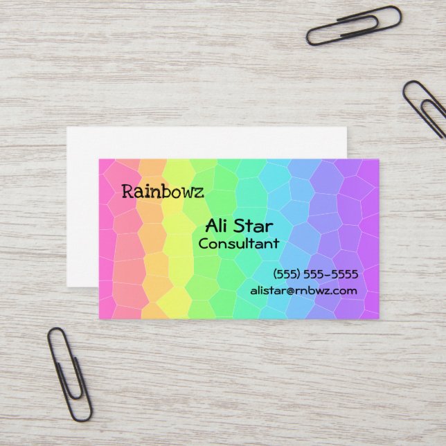 Geometric Rainbow Gradient Business Cards (Front/Back In Situ)