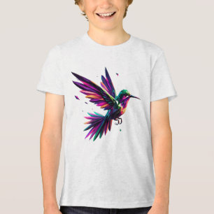 Geometric Rainbow Hummingbird - Vibrant Modern Art Tri-Blend Shirt