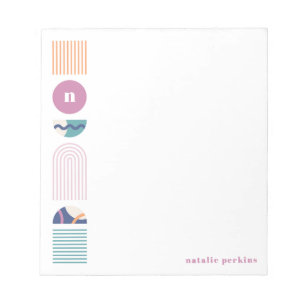 Geometric Rainbow Monogram Notepad - Purple