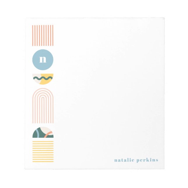 Geometric Rainbow Monogram Notepad - Yellow (Front)