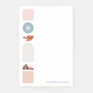 Geometric Rainbow Monogram Post-It Notes - Orange