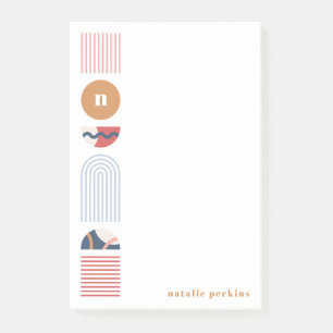 Geometric Rainbow Monogram Post-It Notes - Red