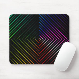 Geometric Rainbow On Black Mouse Mat