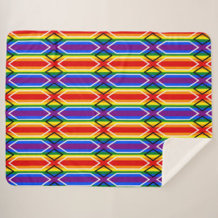 Geometric Rainbow Sherpa Blanket