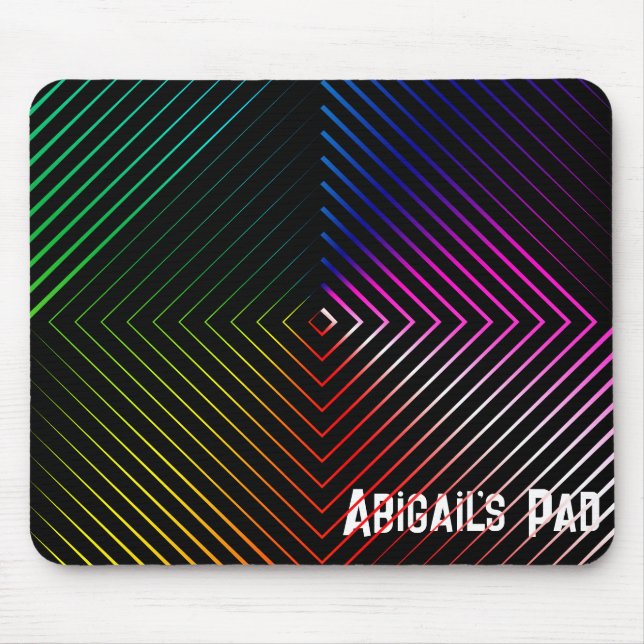 Geometric Rainbow with Name Mouse Mat (Front)