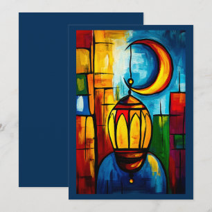 Geometric Ramadan Nights- Crescent Moon & Lanterns Invitation