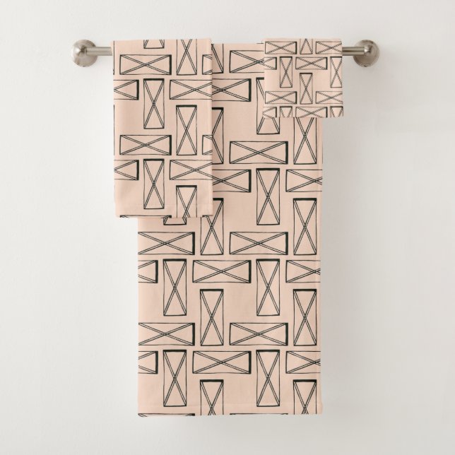 Geometric Rectangle X Design Bath Towel Set (Insitu)