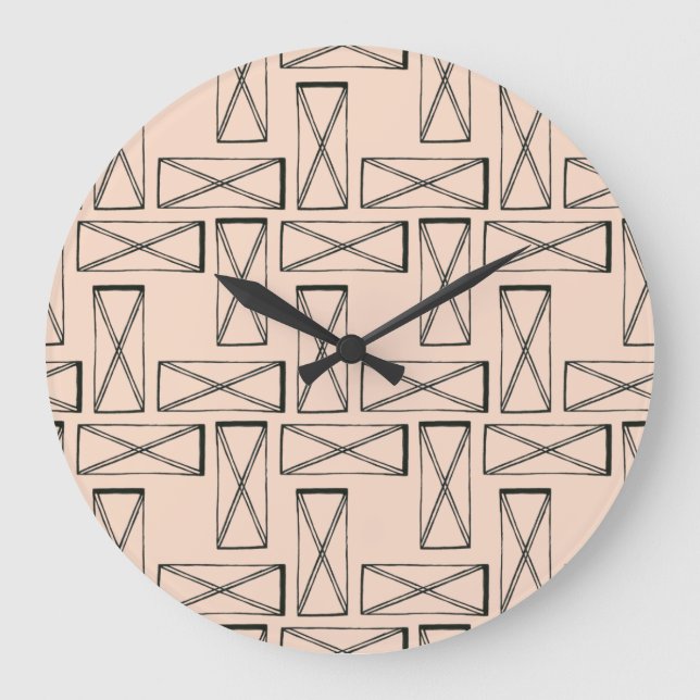Geometric Rectangle X Design Large Clock (Front)
