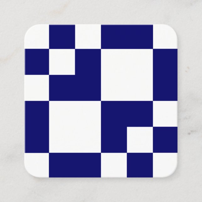 Geometric Rectangles and Squares - Deep Navy Blue Square Business Card (Front)