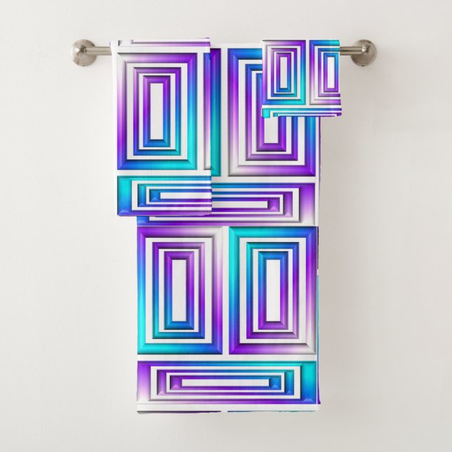 geometric rectangles bath towel set (Insitu)