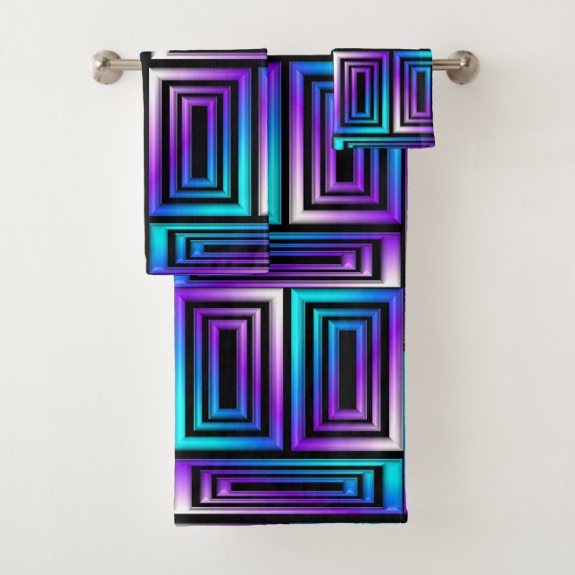 geometric rectangles bath towel set (Insitu)