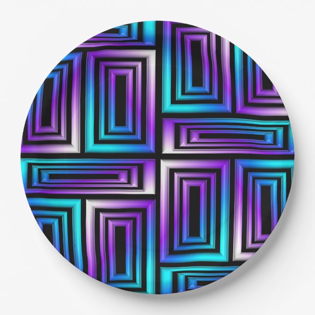 geometric rectangles paper plates (Front)
