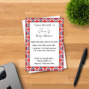 Geometric Red Acrylic Baby Shower Invitation