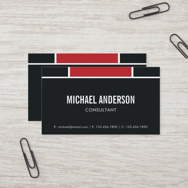 Geometric Red and Black Professional business card (Front/Back In Situ)