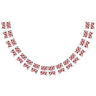 Geometric Red and Gold Floral Bunting