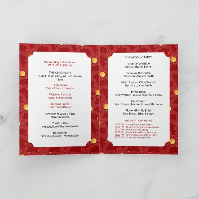 Geometric Red and Gold Floral  Programme (Inside)