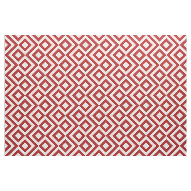 Geometric Red and White Meander Pattern Fabric (Fat Quarter)