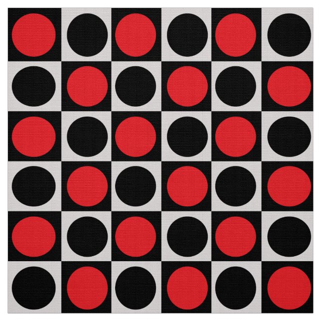 Geometric Red Black Dots  Fabric (Swatch)