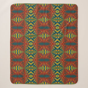 Geometric Red Blue & Yellow Vintage Tribal Ethnic  Sherpa Blanket