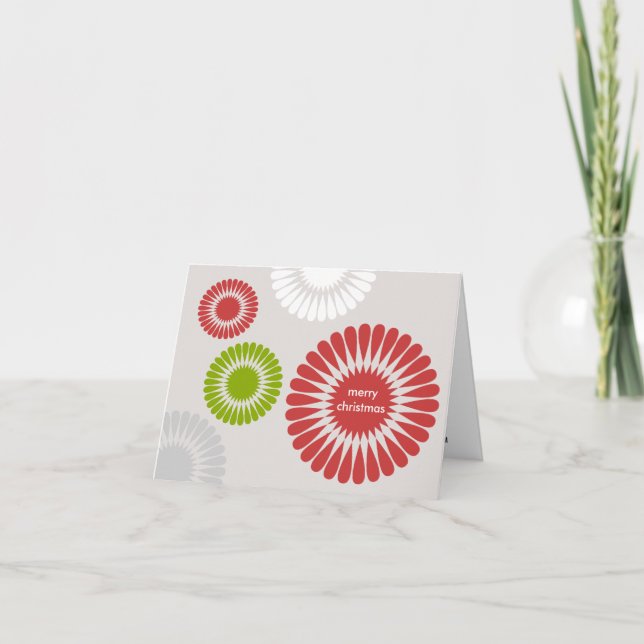 Geometric red Christmas holiday business greeting (Front)