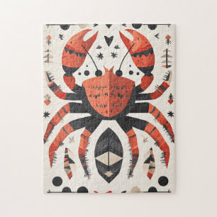 Geometric Red Crab Jigsaw Puzzle