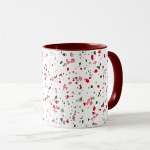 Geometric Red Grey Terrazzo Pattern Mug