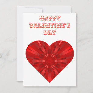 geometric red heart holiday card