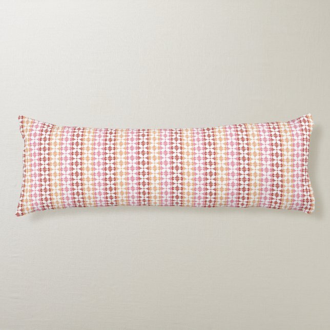Geometric red ikat stripes pattern body cushion (Front)