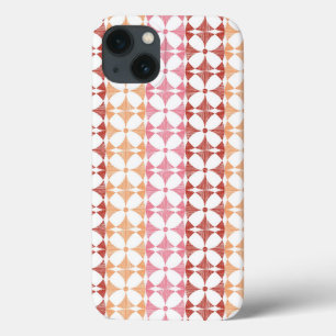 Geometric red ikat stripes pattern iPhone 13 case