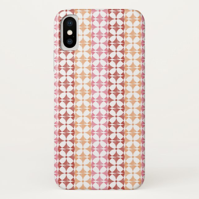 Geometric red ikat stripes pattern Case-Mate iPhone case (Back)