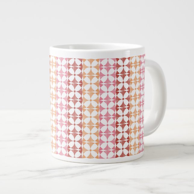Geometric red ikat stripes pattern large coffee mug (Front Right)