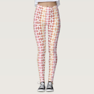 Geometric red ikat stripes pattern leggings