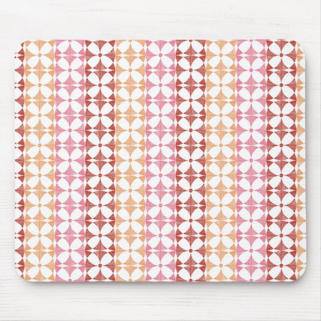 Geometric red ikat stripes pattern mouse mat (Front)