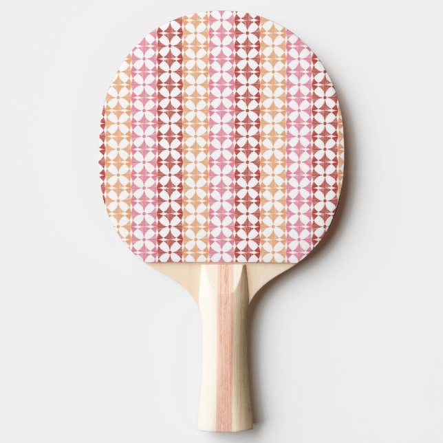 Geometric red ikat stripes pattern ping pong paddle (Front)