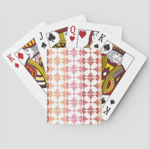 Geometric red ikat stripes pattern playing cards