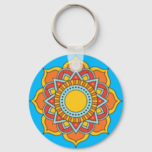 Geometric Red Mandala Flower-54567 Key Ring