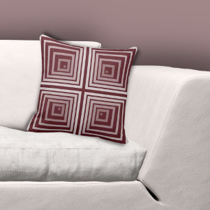 Geometric Red Nested Square Cornered Box Pattern Cushion