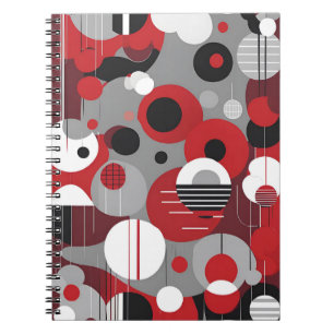 Geometric Red Notebook – Bold and Modern Circles