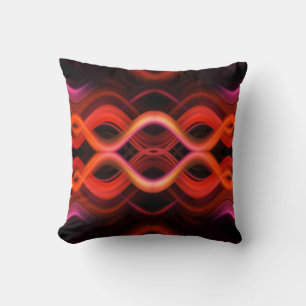 Geometric red wavy lines design. cushion