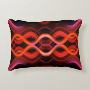 Geometric red wavy lines design. decorative cushion