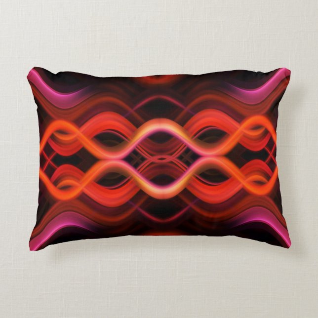 Geometric red wavy lines design. decorative cushion (Front)