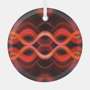 Geometric red wavy lines design. glass tree decoration