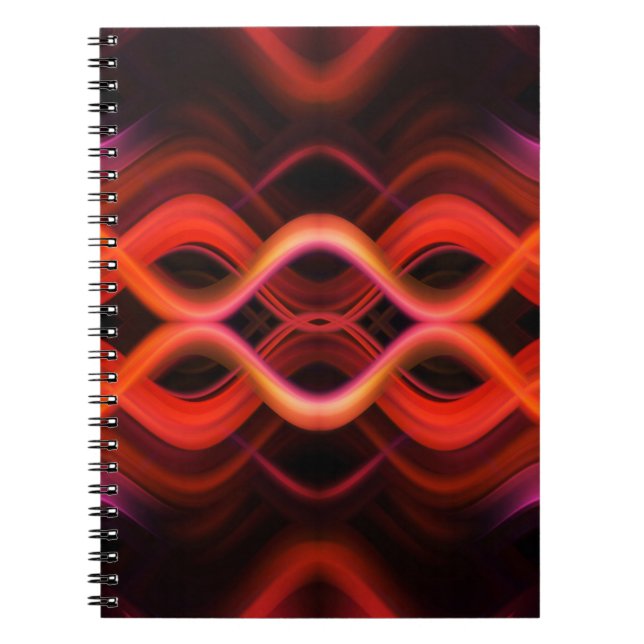 Geometric red wavy lines design. notebook (Front)