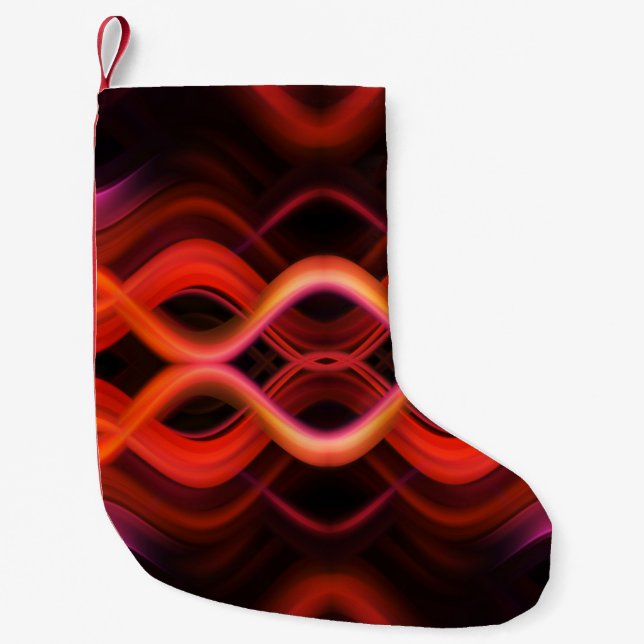 Geometric red wavy lines design. small christmas stocking (Front)