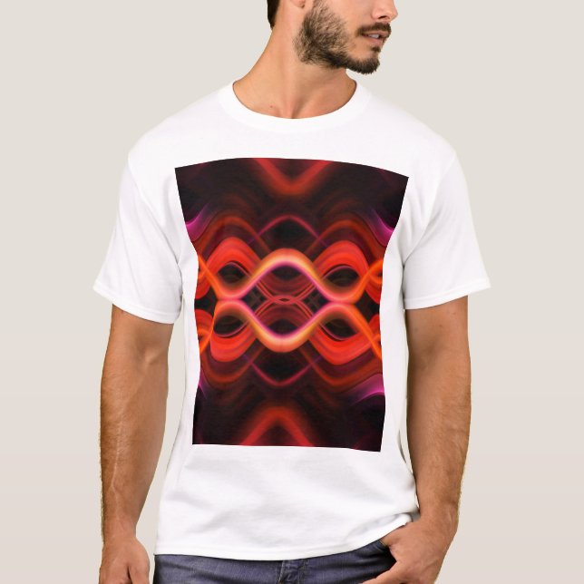 Geometric red wavy lines design. T-Shirt (Front)