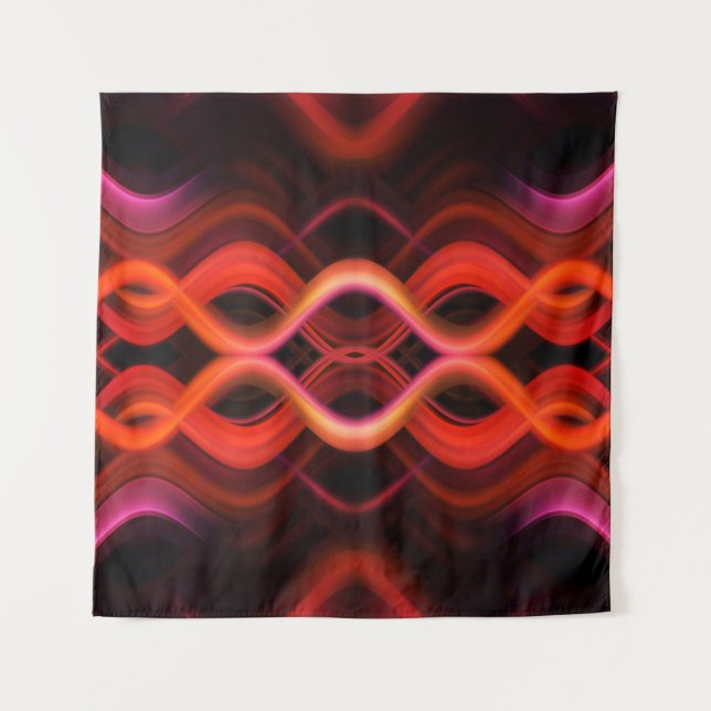 Geometric red wavy lines design. tapestry (Front)