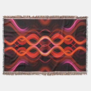 Geometric red wavy lines design. throw blanket