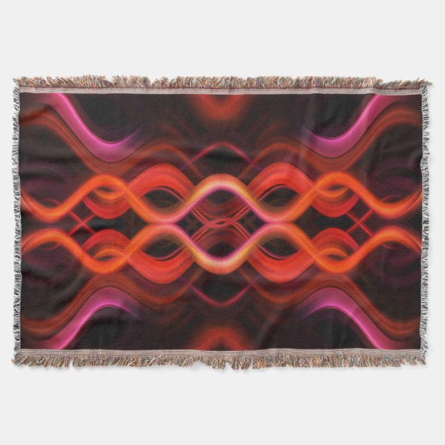 Geometric red wavy lines design. throw blanket (Front)