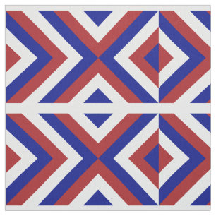 Geometric Red, White, and Blue Chevrons Fabric