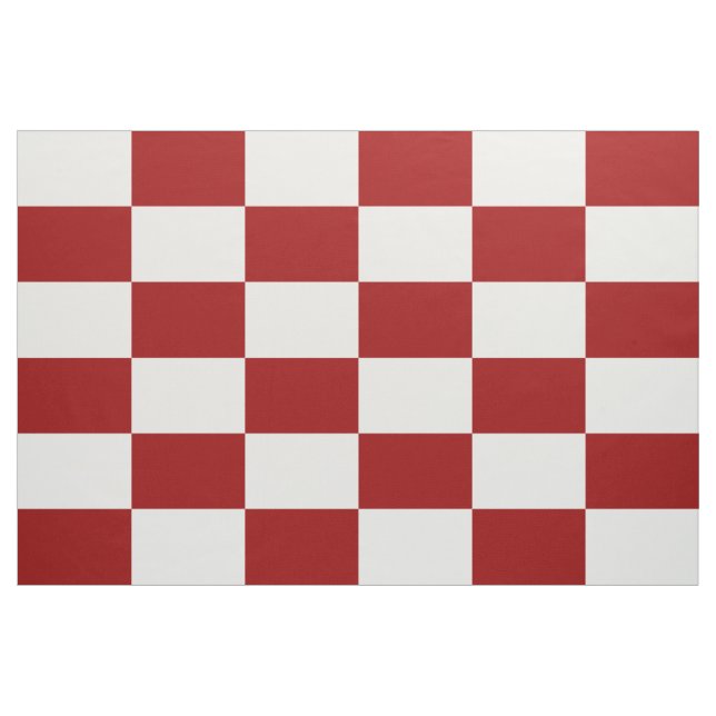 Geometric Red & White Chequered Rectangles Fabric (Yard)